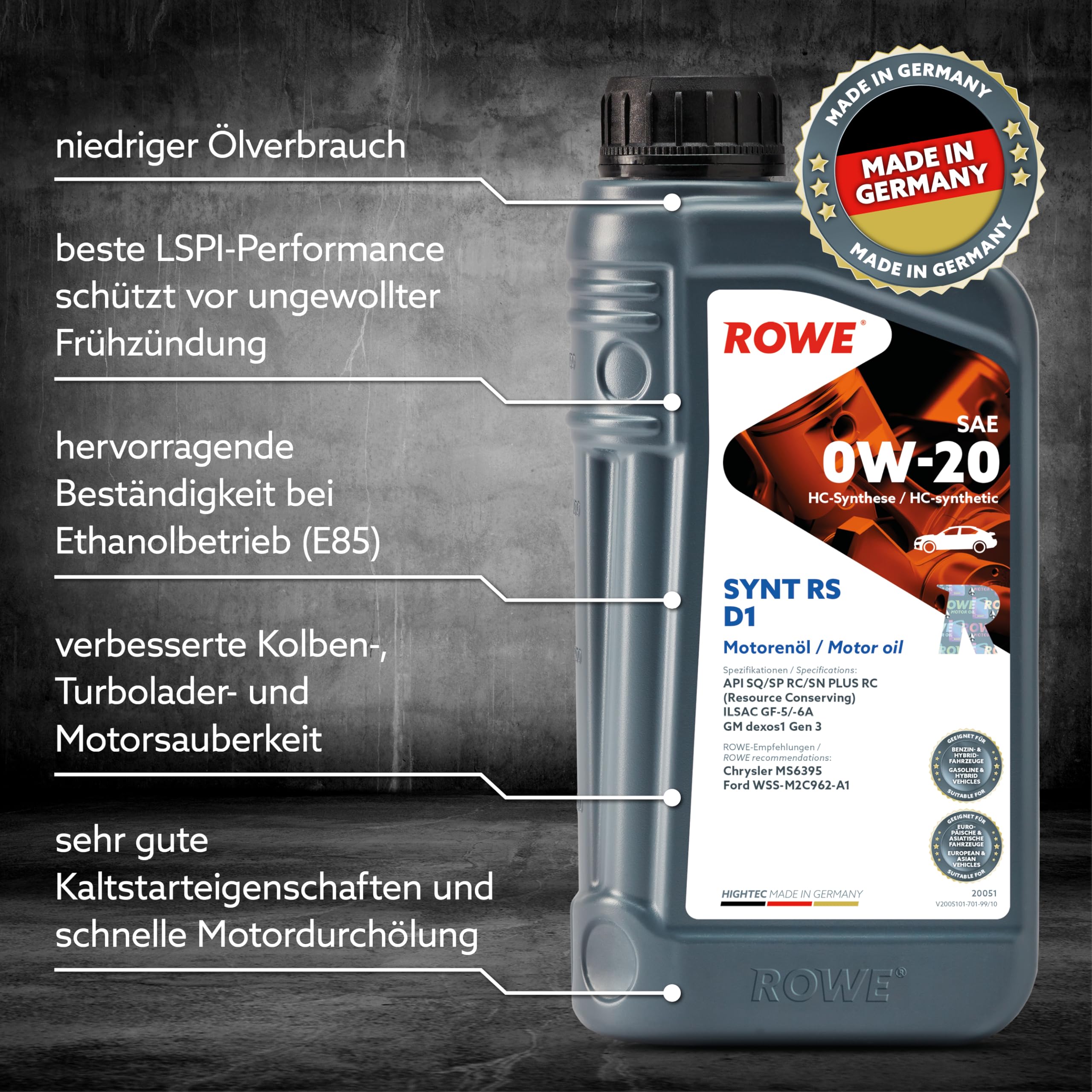 rowe-hightec-synt-rs-d1-sae-0w-20-1-liter-hochleistungs-motor-l-auf-hc-synthese- image 3