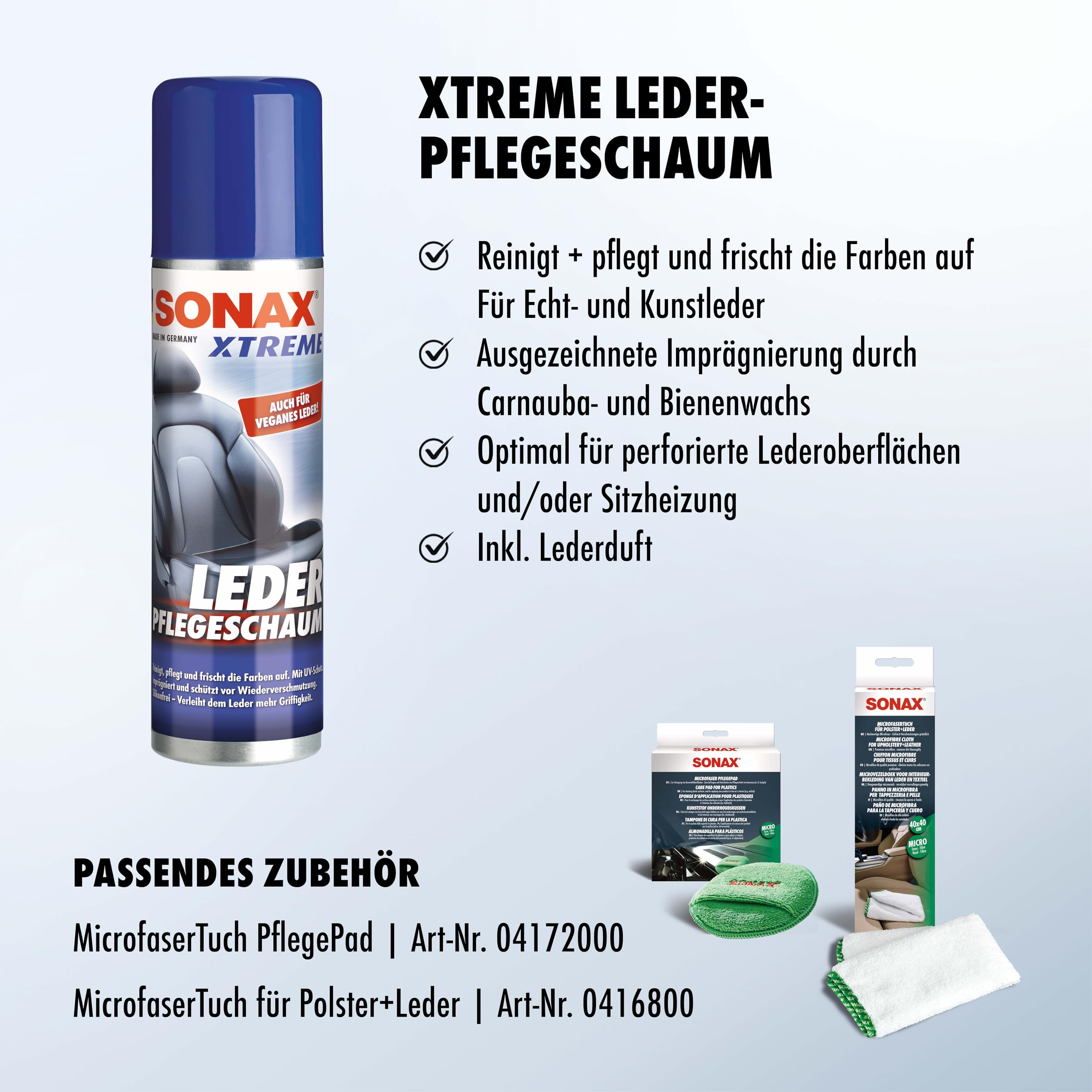 sonax-xtreme-lederpflegeschaum-250-ml-f-r-echt-und-kunstleder image 2
