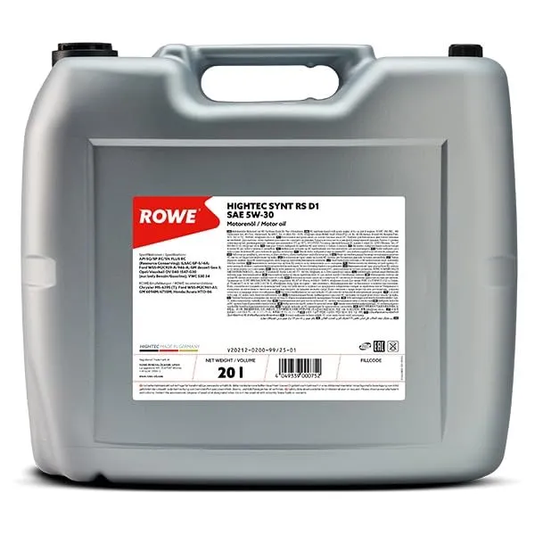 rowe-hightec-synt-rs-d1-sae-5w-30-motor-l-20-liter-gm-dexos1-gen-2-ilsac-gf-5-gf image 1