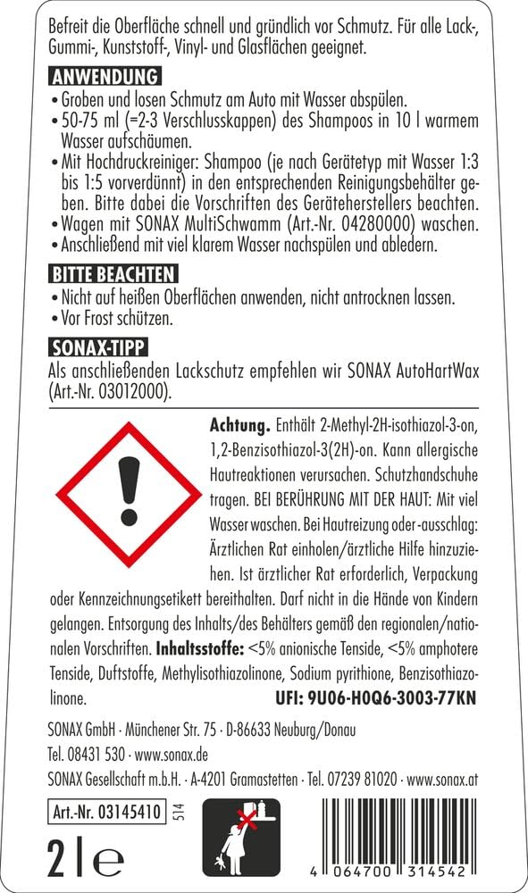 sonax-autoshampoo-konzentrat-2-liter-ph-neutral-phosphatfrei image 2