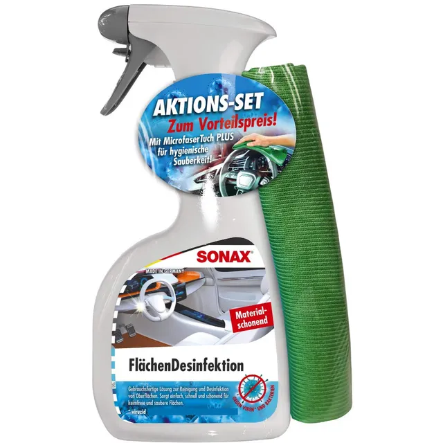 sonax-fl-chendesinfektion-500ml-microfasertuch-gr-n-auto-desinfektions-set image 1