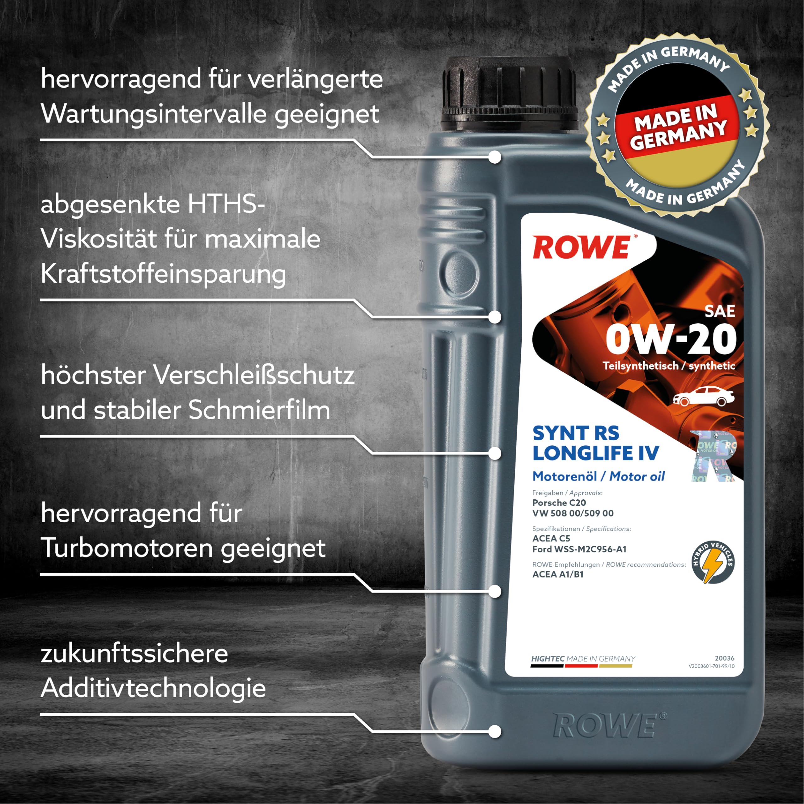 rowe-hightec-synt-rs-longlife-iv-sae-0w-20-1-liter-hochleistungs-motoren-l-f-r-m image 3