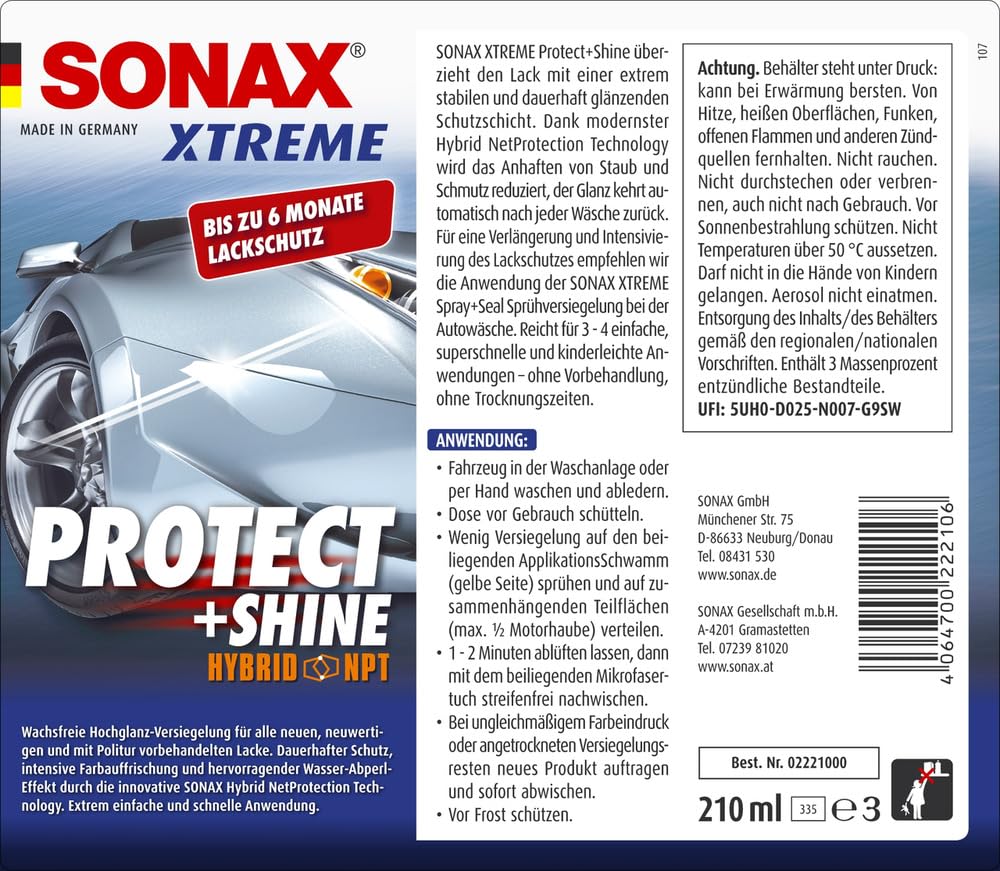 sonax-xtreme-protect-shine-hochglanz-versiegelung-210-ml-mit-schwamm-und-tuch image 2