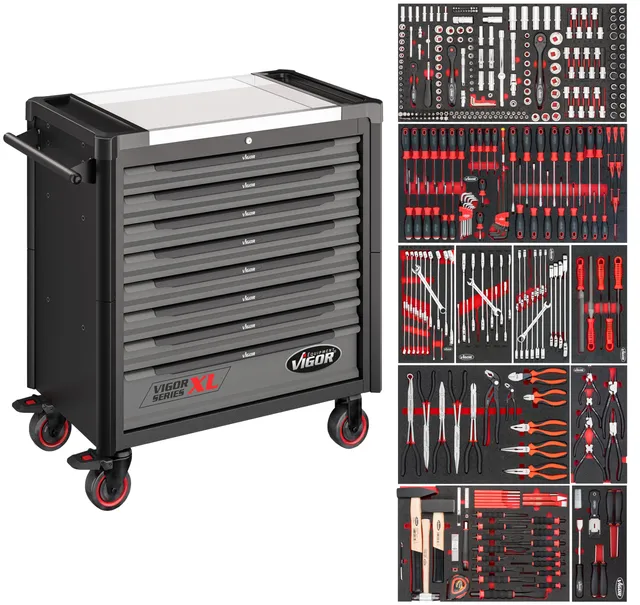vigor-werkstattwagen-series-xl-mit-edelstahl-arbeitsplatte-und-416-teiligem-sort image 1
