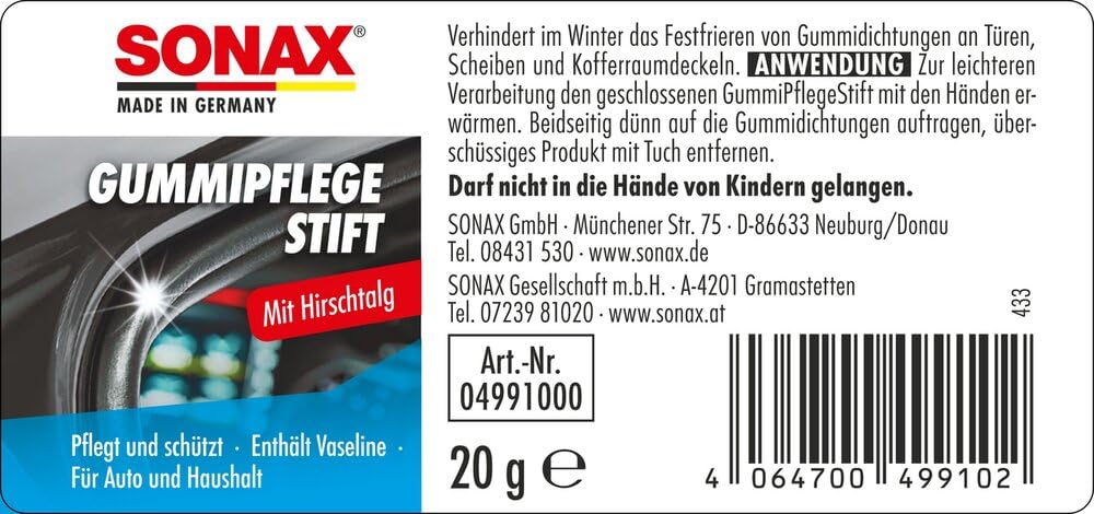 sonax-gummipflegestift-18-g-mit-vaseline-und-hirschtalg image 2