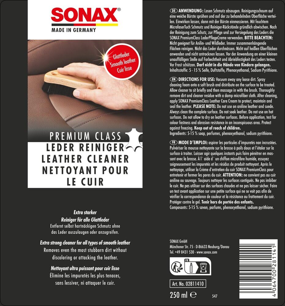 sonax-premium-class-lederreiniger-250-ml-mit-schaumapplikator image 2