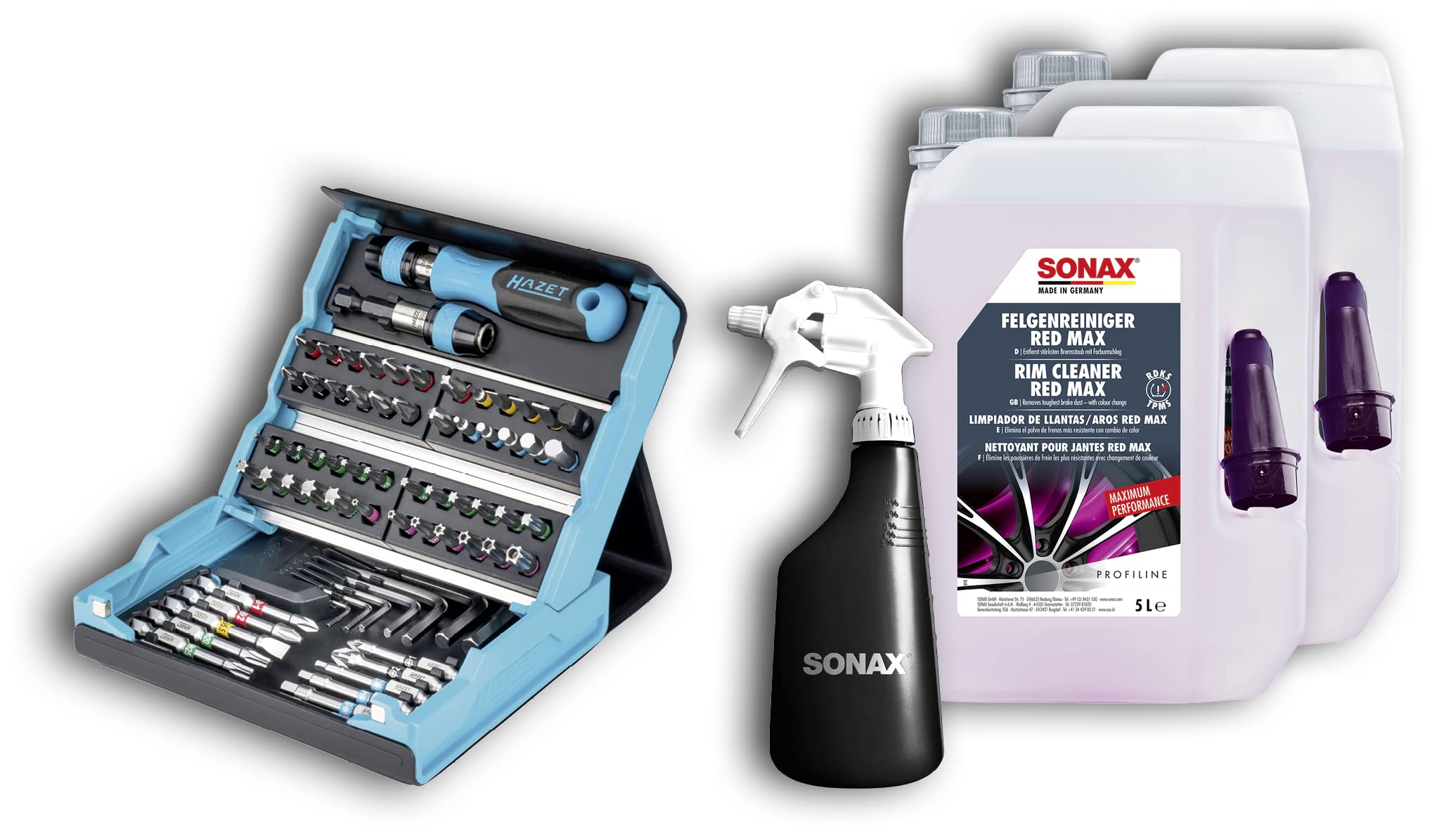sonax-felge-technik-paket-fr-hjahr-red-max-2x5-l-sp-hboy-und-hazet-smartcase-bit image 1