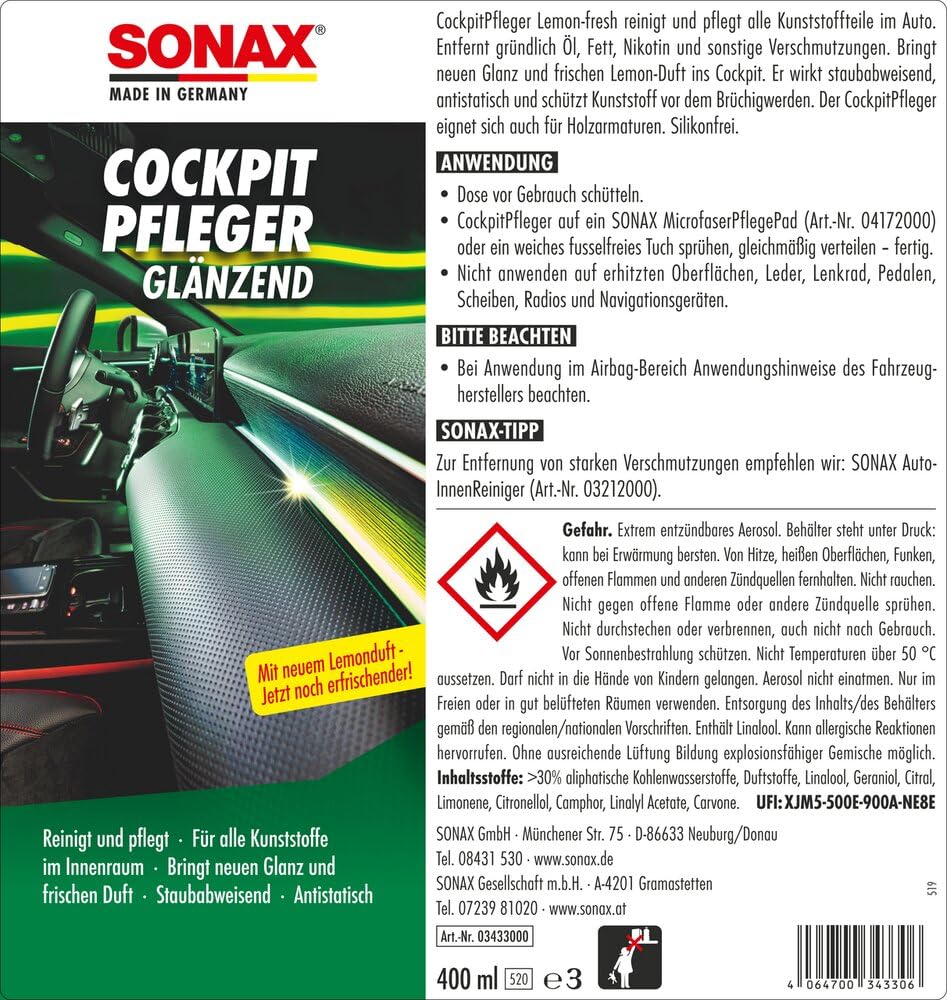sonax-cockpitpfleger-lemon-fresh-400-ml-cockpitspray-silikonfrei image 2