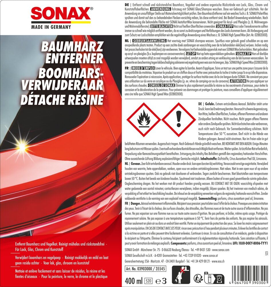 sonax-baumharzentferner-400-ml-schnelle-entfernung-von-baumharz-vogelkot-und-org image 2