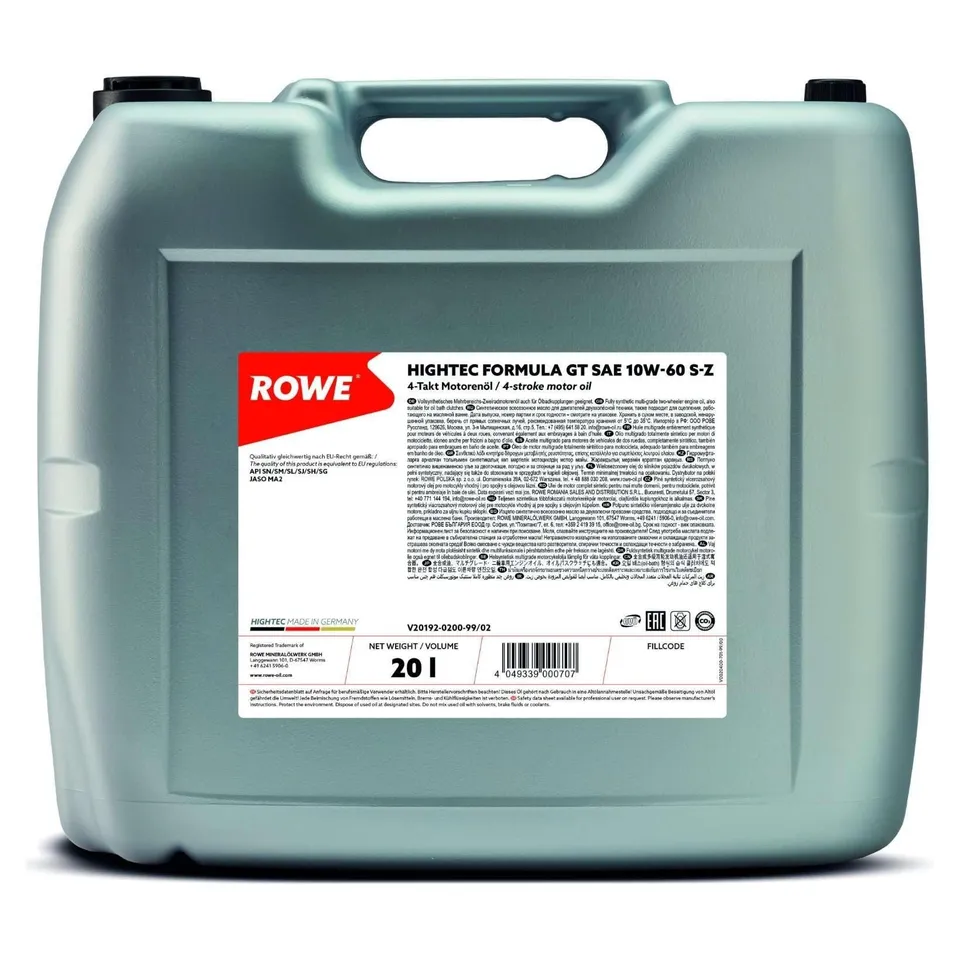 rowe-hightec-formula-gt-s-z-sae-10w-60-vollsynthetik-l-20-liter-kanister-api-sn- image 1