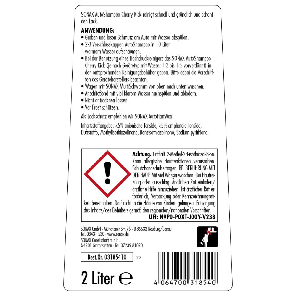 sonax-autoshampoo-konzentrat-cherry-kick-2-liter-ph-neutrales-autoshampoo image 2