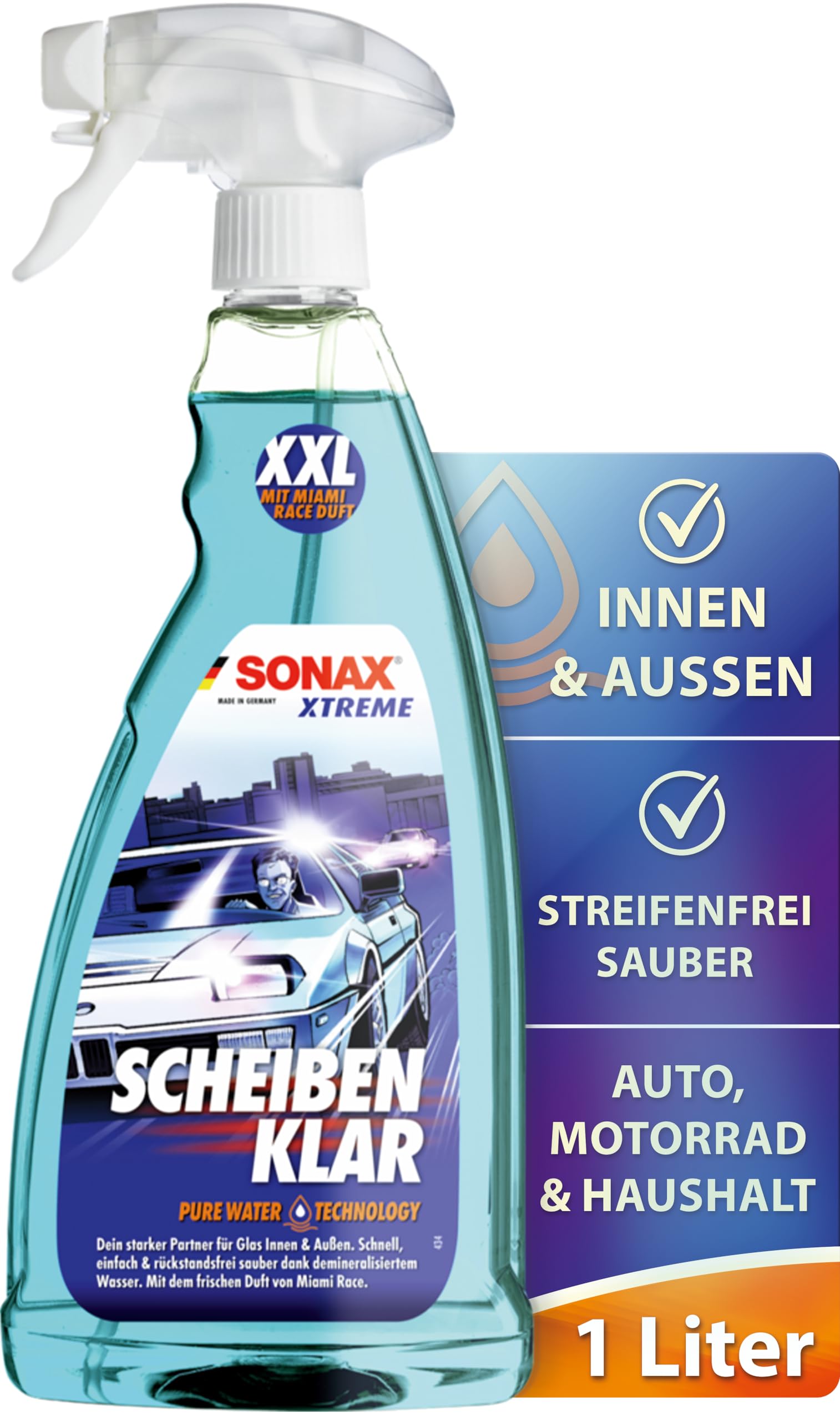 sonax-xtreme-scheibenklar-sonderedition-miami-race-1-liter-kraftvoller-glasreini image 1