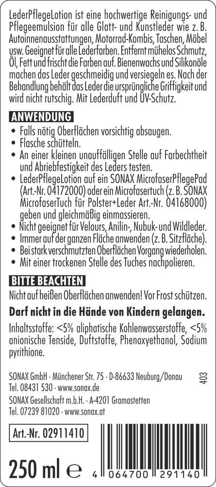 sonax-lederpflegelotion-250-ml-glattleder-pflege image 2