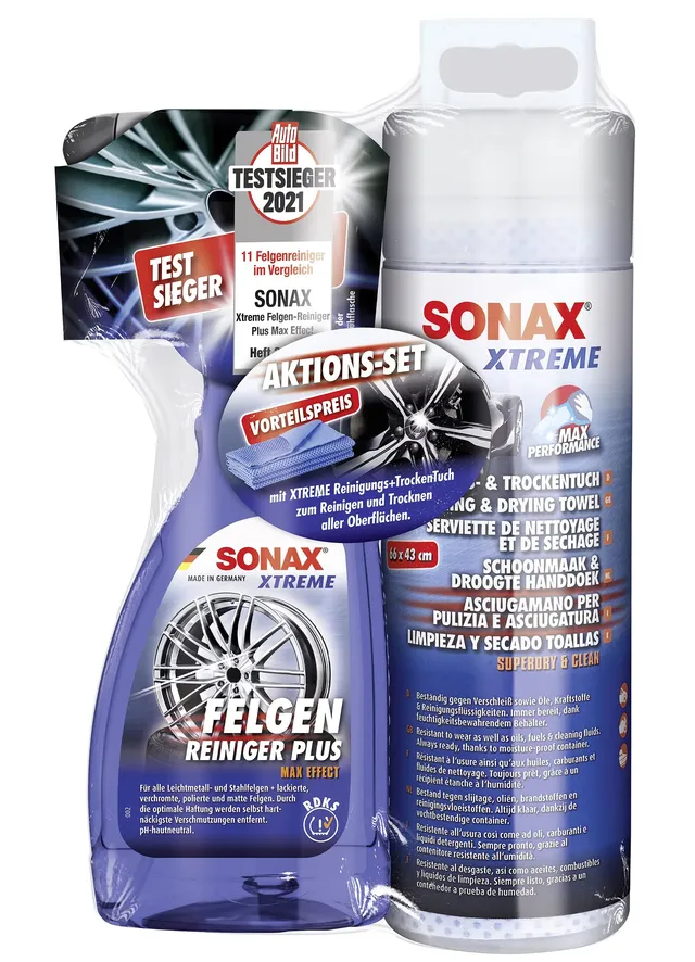 sonax-xtreme-felgenreiniger-plus-500-ml-reinigungs-trockentuch-aktionsset image 1