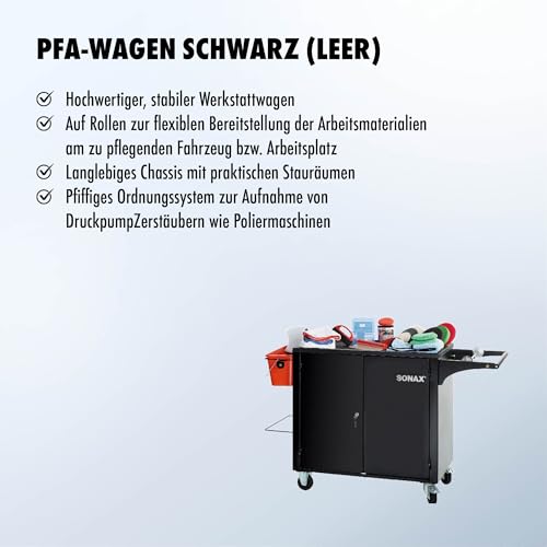sonax-pfa-wagen-schwarz-leer-stabiler-werkstattwagen-auf-rollen image 7
