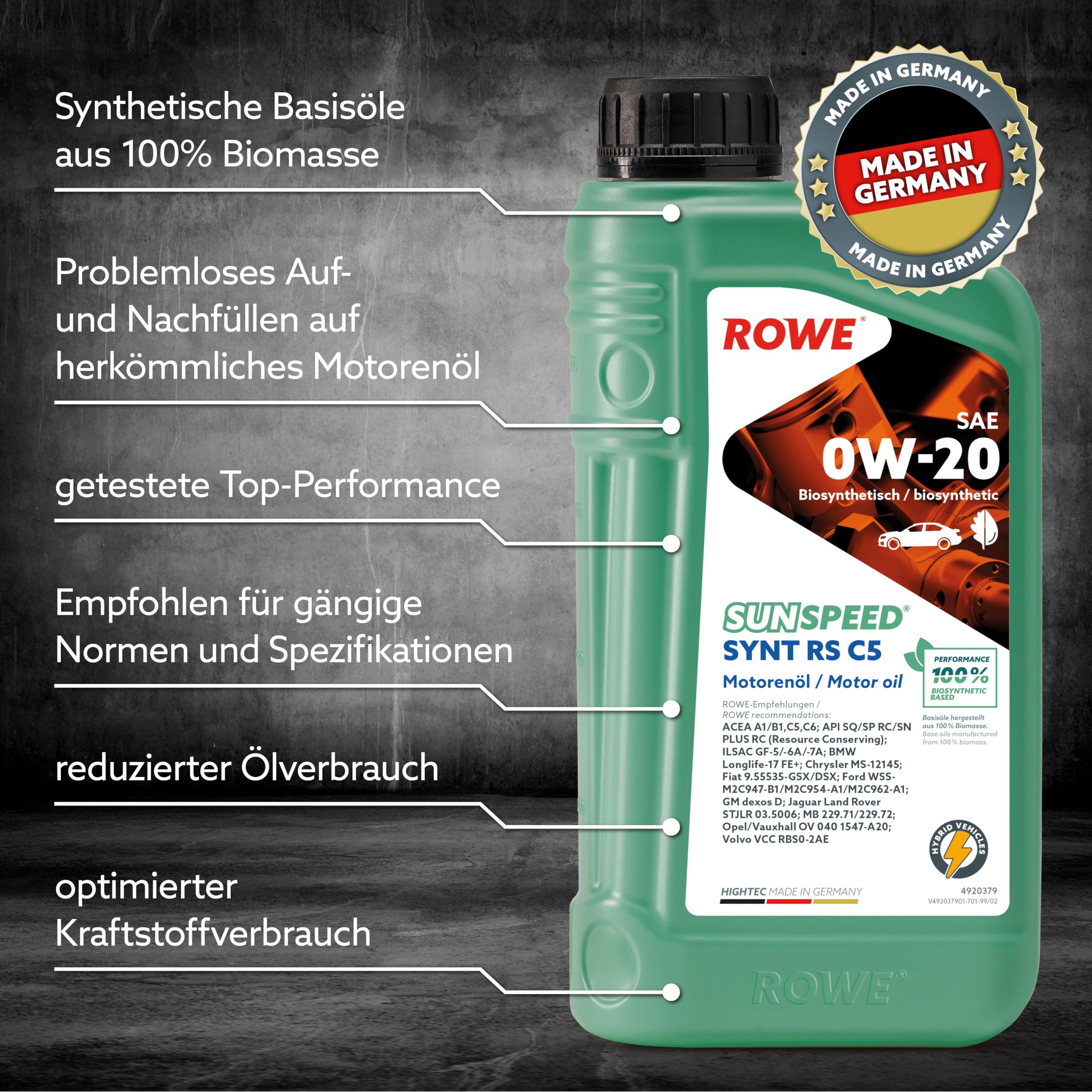 rowe-sunspeed-synt-rs-c5-sae-0w-20-1-liter-biosynthetisches-mehrbereichs-motoren image 3